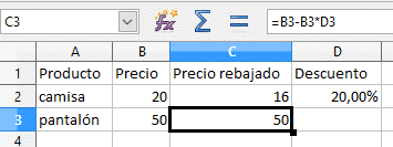 Referencias absolutas en Libre Office Calc